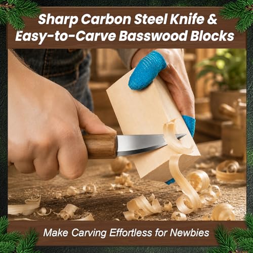 Wood Carving Kit, 13Pcs Whittling Kit with Carving Knives for Beginners - color: Bird Wood Carving Kit