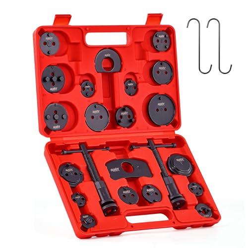 OMT 24pc Brake Caliper Compression Tool with Adapters & Hangers, Blackened - color: Red