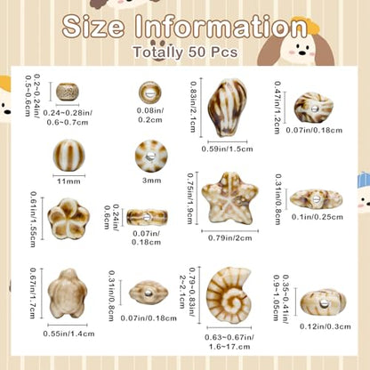 Bisque Ceramic Beads for Jewelry Making, 50Pcs - color: Bisque