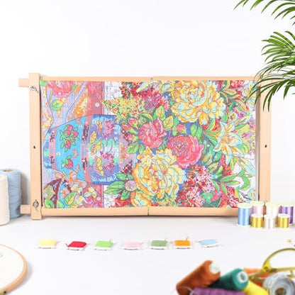 Embroidery Tapestry Scroll Frame, Detachable Cross Stitch Frame, Scroll Embroidery&Quilting Holder for Cross Stitch, Needlepoint, and Sewing Projects (21.45inch*11.8inch)