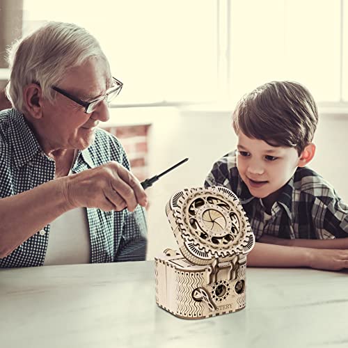 ROKR 3D Wooden Puzzle Password Box Model Kits for Adults and Teens to Build Combination Lock Mechanism Christmas/Birthday