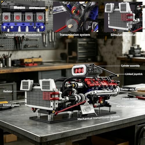 V8 Supercharged Engine Model Set that Run for Adults Kids,1151PCS