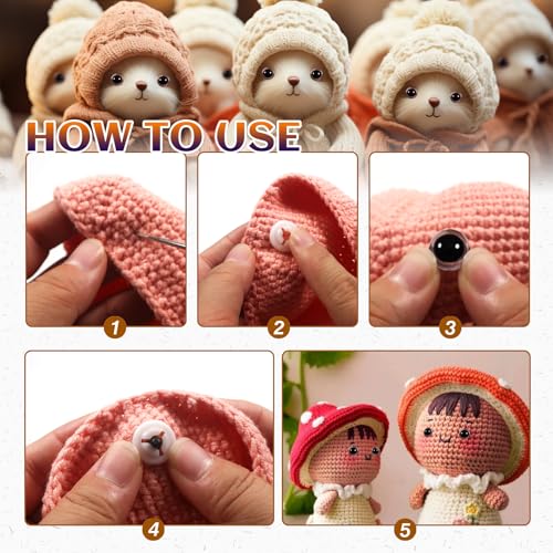 TOAOB 60pcs 12mm Brown Safety Eyes for Crocheting Craft Stuffed Animals Eye - color: Brown