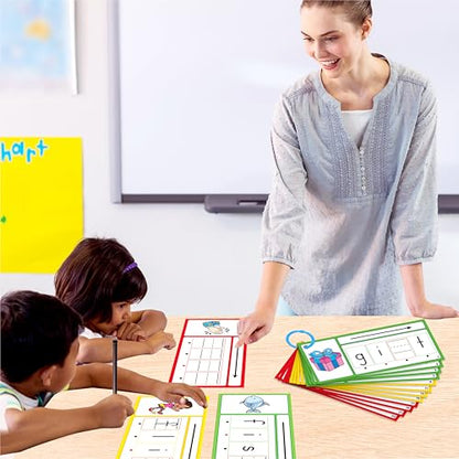 CVCC & CCVC Word Writing Cards, 81 Double-Sided Handwriting Cards 3-Level Words Spelling Flashcards Phonics Sight Words Early Educational Tool for Kids 3 4 5 Years Old (3 Plastic Rings Included) - style: CVCC & CCVC Word Writing Cards