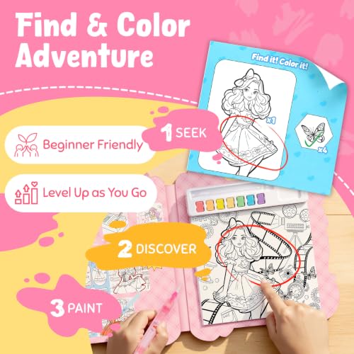 JoyCat Find & Color Paint with Water Coloring Books for Toddlers - style: Fashion Princess
