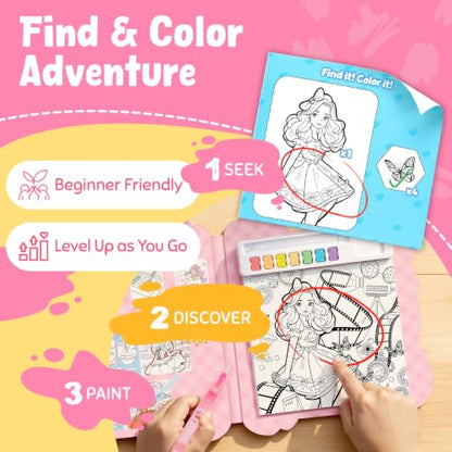 JoyCat Find & Color Paint with Water Coloring Books for Toddlers - style: Fashion Princess