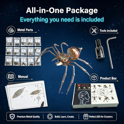 Steampunk 3D Metal Spider Puzzle 140+ Pcs Mechanical DIY Assembly Model Kit 2-3 Hrs Screw Build Unique Desk Decor Birthday for Men Teens(Jumping Spider) - style: Jumping spider