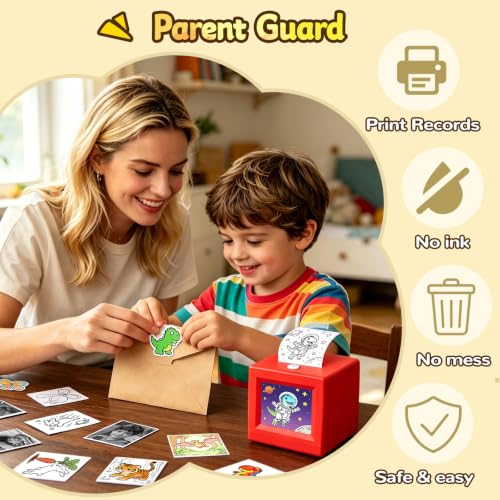 AI Voice Sticker Printer for Kids, Inkless|Wireless|Rechargeable Portable AI Mini Sticker Maker for DIY Arts and Crafts,3 4 5 6 7 8 9 10 11 12 Year Old Boys Girls Birthday Gift
