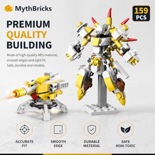 STEM Mini Robot Berserker Building Blocks Building Toy Kit, 185PCS Mech Model, Mech Robot & Turret Model with Transforming Features, Robots Toy Building Kit for Ages 6+ Yellow - color: Yellow