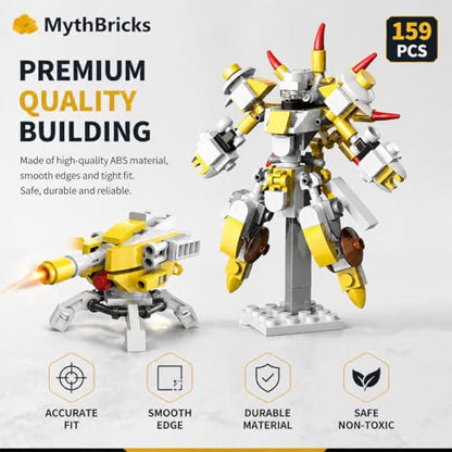 STEM Mini Robot Berserker Building Blocks Building Toy Kit, 185PCS Mech Model, Mech Robot & Turret Model with Transforming Features, Robots Toy Building Kit for Ages 6+ Yellow - color: Yellow