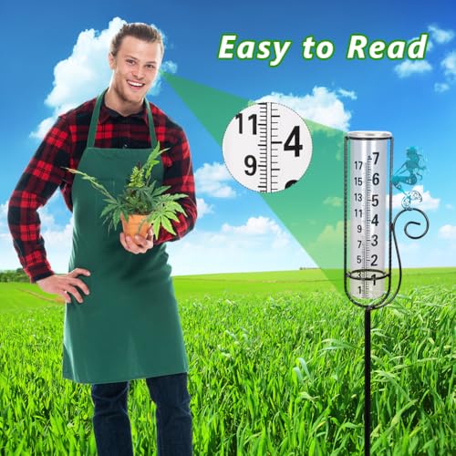 Stargarden Rain Gauge Outdoor, Mermaid Rain Gauge with Metal Stake - color: Blue mermaid