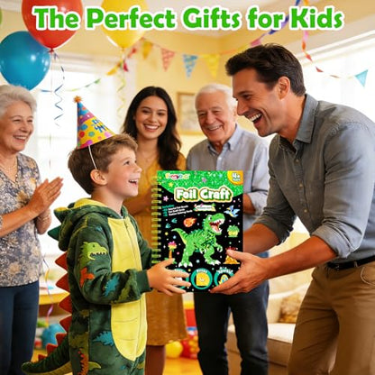 FUNNYB&G Foil Art Craft Kit for Kids, Sparkly Birthday Gift Toy for Kids - style: Dinosaur World