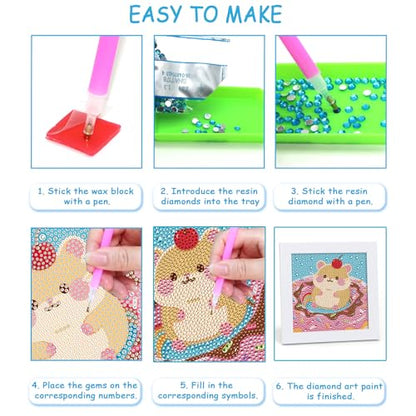 Libfx Diamond Art Kits for Kids with Frame Diamond Art for Girls Boys Beginners Arts and Crafts Birthday Gifts (Hamster) - color: hamster