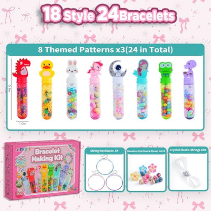 AIPRIDY Creative Beading Kit, Charm Bracelet Jewelry Making Kit for Kids, 18 Styles, 24 Pack Bracelet Wands,Classroom Prizes,Goodie Bags Stuffers, Ages 4+ (700, Pink) - color: Pink