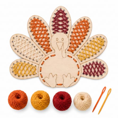 Kathfly 24 Pack 4" Thanksgiving Wooden Turkey Craft String Art Kit - style: Turkey