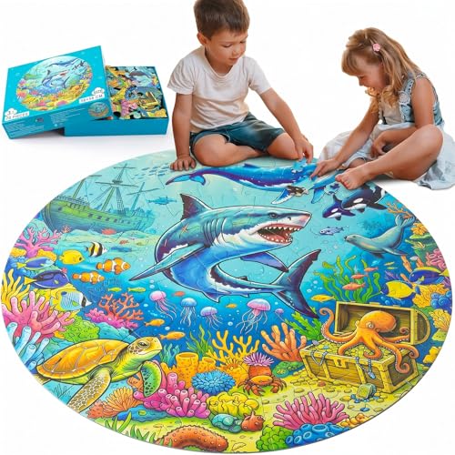 Civaner 70 Pieces Floor Puzzles Round Large Puzzles, Ocean - style: Ocean