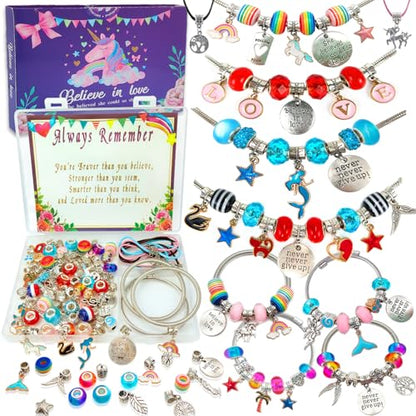Charm Bracelet/Jewelry Making Kits for Kids Girls,Unicorn Birthday Gifts,Arts Crafts Toys for 5 6 7 8 9 12 Years Old Girls - size: Small