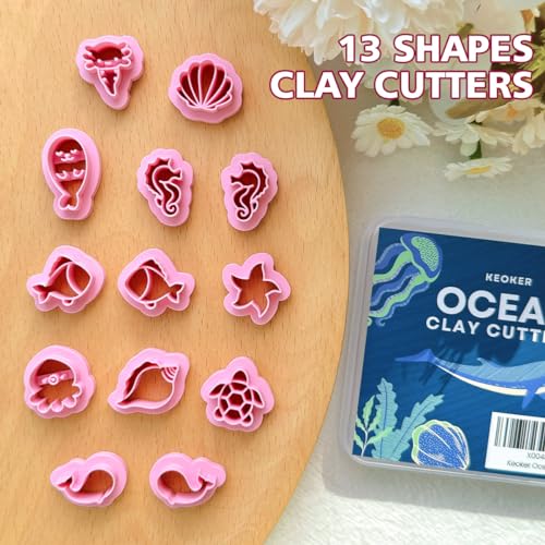 Keoker Ocean Clay Cutters - Sea Animal Faces for Polymer Clay Jewelry, 12 Shapes Earring Cutters - color: Ocean