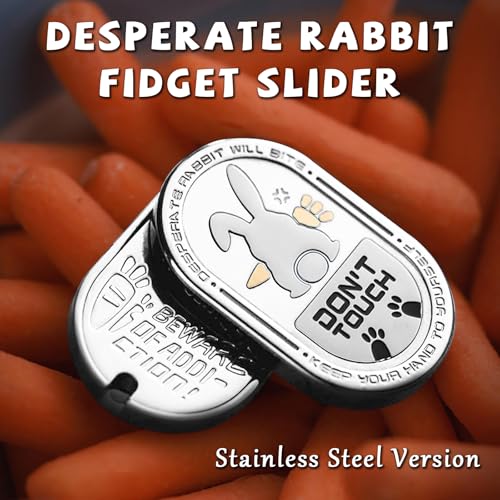Desperate Rabbit Fidget Slider, Metal Fidget Toys Adults Haptic Coin Infinite Rotation Push, EDC Fidget Toys Stress Relief Toy Executive Desk Toy for Keep Focus & Stress Relief (Silver) - color: Silver