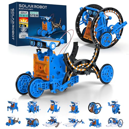 AESGOGO 12 in 1 STEM Solar Power Robot Kits Toys for Boys Age 8-13, Science Educational Robot Building Kit for Kids, DIY Experiment Set Birthday Gifts for 8 9 10 11 12 Years Old Boys Girls Teens - color: Blue