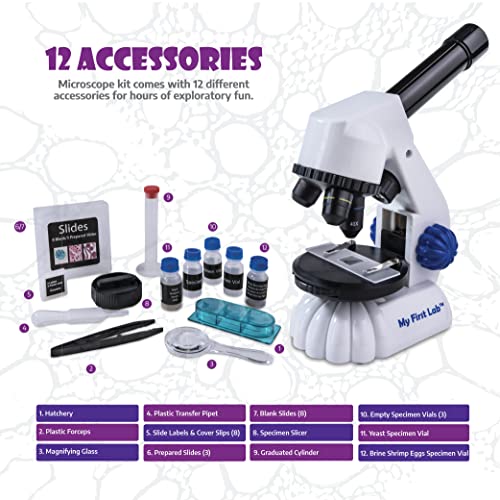 My First Lab’s MFL-20 Mini Microscope for Kids 5-7 - Entry Level STEM Microscope Kit with Child’s Microscope, Microscope Slides, Guide and More
