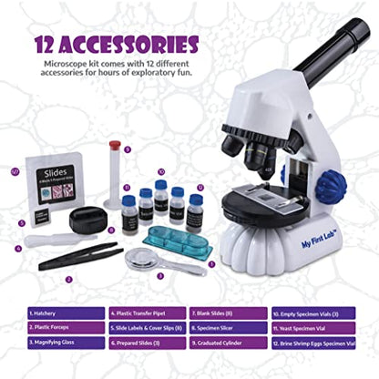 My First Lab’s MFL-20 Mini Microscope for Kids 5-7 - Entry Level STEM Microscope Kit with Child’s Microscope, Microscope Slides, Guide and More