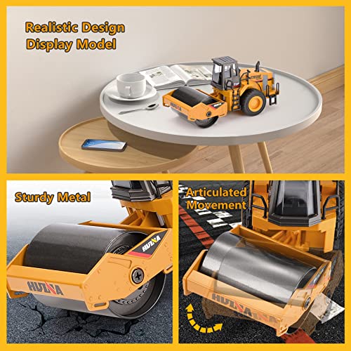 1/40 Scale Metal Road Roller Toy, Diecast Construction Equipment Vehicles Toy for Kids Boys - style: Road Roller