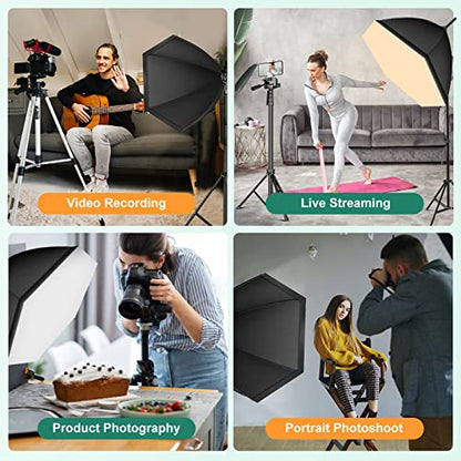 Torjim Softbox Lighting Kit - 30"X30" Professional Photography Lighting for Filming, Model Portrait, Product & Fashion Photography - size: 30" octa + 2Pcs