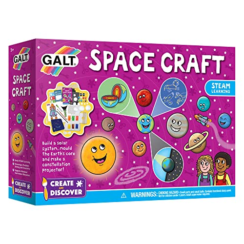 Galt Space Craft - Arts and Crafts Kit for Kids with 7 Fun Space Activities & Guide - Science & Crafting Activity Set for Children - Boys & Girls Gifts - Learn About Planets - for Age 5 Years Plus