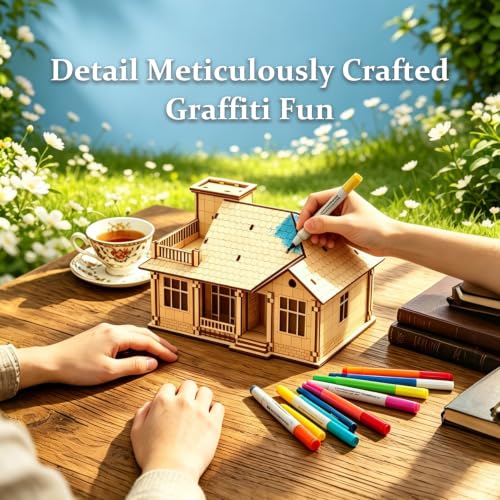 3D Wooden Puzzle for Adults, DIY Miniature Garden Villa Building One Layer - color: Garden Wood Color 01