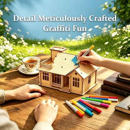 3D Wooden Puzzle for Adults, DIY Miniature Garden Villa Building One Layer - color: Garden Wood Color 01
