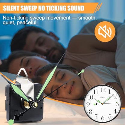 20 Pack Quartz Clock Movement Mechanism Kit, Silent Sweep Non-Ticking, 20mm Total Shaft (11mm Thread) Fits 3–6mm Dials, 20 Hand Styles, Hanging Hooks & Traceless Nails, DIY Wall Clock Repair - color: 20-pack
