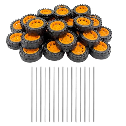 30PCS Plastic Toy Wheel with Round Rod Shaft Axles for RC Model Car DIY Model Building Parts (Style 1)
