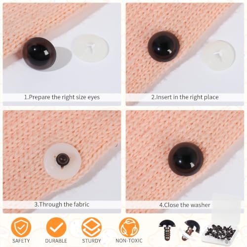 MUCUNNIA 24pcs 40mm Brown Safety Eyes for Crocheting with Washers - size: 40mm