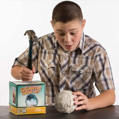 Blue Marble Break Open A Gigantic Geode – Break Your Own Large Geode with Crystals, Earth Science Kit for Kids to Learn Geology, Gifts for Rock Collectors, Cool Rocks for Boys and Girls