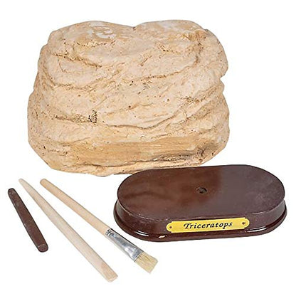 ArtCreativity Dinosaur Excavation Kit for Kids, 5.5” Triceratops Skull Excavating Set with Fossil Digging Tools and Stand, Fun Science Activity Toy, Educational Dinosaur Gift for Boys and Girls - style: Triceratops