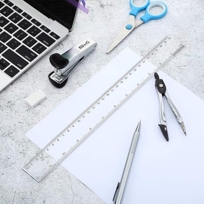 EBOOT 2 Pieces Plastic Ruler Straight Ruler Plastic Measuring Tool 12 Inches and 6 Inches (Clear) - color: Clear