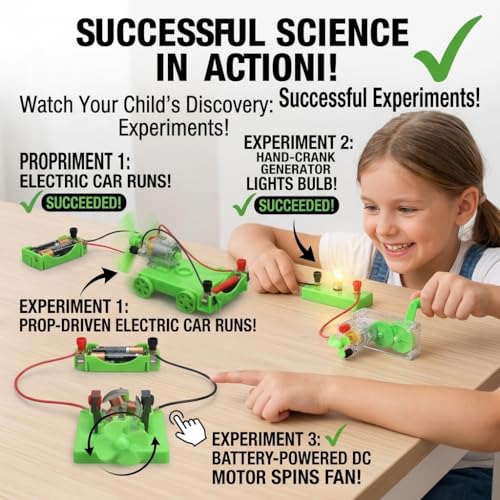 Physics Science Lab Learning Circuit kit, Electricity Experiment Set,DIY DC Electrical Motor Model Wind Powered Carts Building Circuits for Kids Junior Senior High School Students (1 Set)