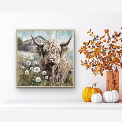 Diamond Art Kits for Adults,Highland cow Diamond Painting Kits 12x12in - color: DP02106
