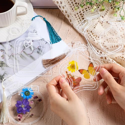 Taobary 91 Pcs DIY Dried Flowers Bookmarks Transparent, Stylish Color - color: Stylish Color
