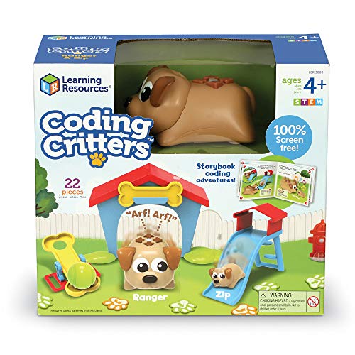 Learning Resources Coding Critters Ranger & Zip,22 Piece Set, Ages 4+, Screen-Free Early Coding Toy for Kids, Interactive STEM Coding Pet, Gifts for Boys and Girls