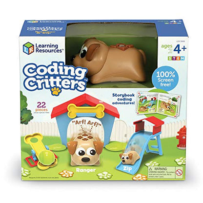 Learning Resources Coding Critters Ranger & Zip,22 Piece Set, Ages 4+, Screen-Free Early Coding Toy for Kids, Interactive STEM Coding Pet, Gifts for Boys and Girls