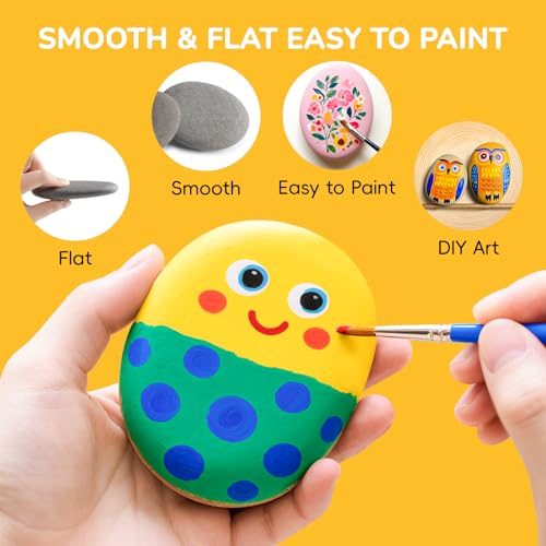 Simetufy 30Pcs Large Rocks for Painting 3.3-4.5Inch Natural River Stones (Pack of 2) - size: 3.3-4.5in -30pcs (Pack of 2)
