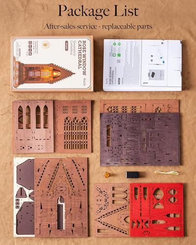 Rolife 3D Wooden Puzzle- Geometry Cathedral Architecture Model with LED Lights, DIY Craft Building Kit for Adults, Unique Home Decor & Birthday for Hobbyists - style: Geometry Cathedral