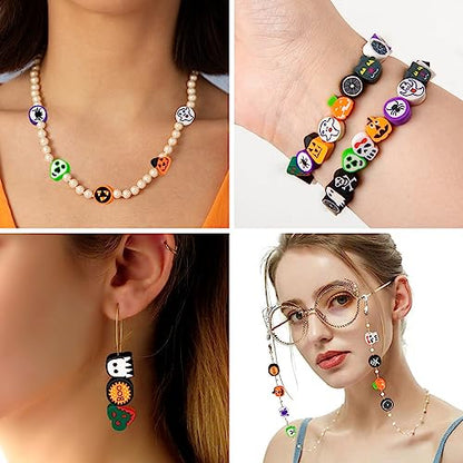 400 Pcs Halloween Polymer Clay Beads, Mixed Heishi Spacer Beads Supplies - color: Halloween-400