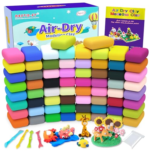 Aestd-ST Air Dry Clay 66 Colors, Modeling Clay for Kids, DIY Magic Clay
