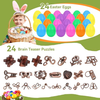 24 Pcs Brain Teaser Puzzles for Adults Teens - Metal Puzzles 3D Puzzle Game Toys for Adults Teens - Wooden Unlock Interlocking Puzzle Adult IQ Education Smart Toys - style: 24 PC