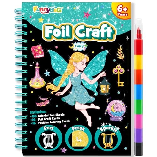 FUNNYB&G Foil Art Craft Kit for Kids, Sparkly Birthday Gift Toy for Girls - style: Fairy