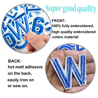 GYGYL 72Pcs Iron on Letter & Number Patches for Clothes, Backpack, Blue - color: Blue, size: Pack of Letters
