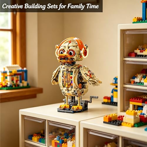 Mechanical Duck Building Blocks Set, STEM Rotating with Moving Wings - color: Duck